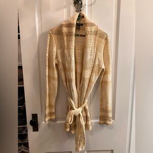 Vintage Ralph Lauren Cream Southwest Aztec Knit Belted Cardigan size S